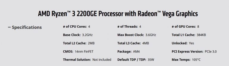 AMD выпустила энергоэффективные APU Ryzen 3 2200GE и Ryzen 5 2400GE, но откладывает выход Ryzen 7 2800X