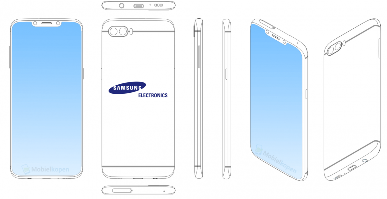 Samsung запатентовал дизайн смартфона с "челкой" и определился с характеристиками будущих Galaxy S10/S10+. Они получат Exynos 9820 или Snapdragon 855, 3D-камеру и сканер отпечатков под экраном