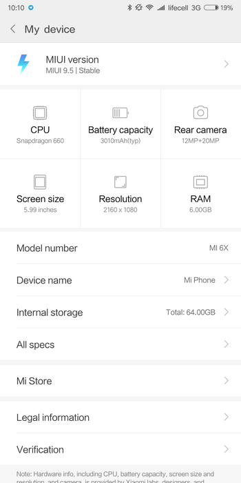 Обзор смартфона Xiaomi Mi6x