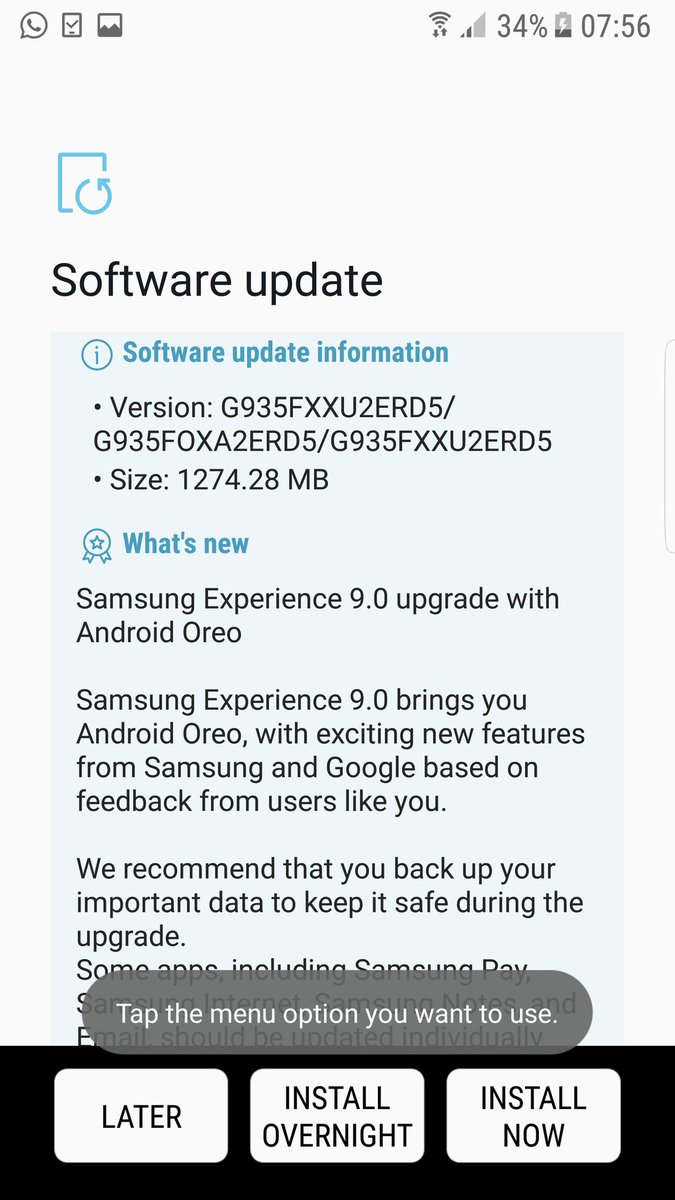 Смартфоны Samsung Galaxy S7 и S7 Edge начали получать обновление до Android 8.0 Oreo, а для Galaxy A8 (2018) и Galaxy A8+ (2018) оно выйдет только в конце лета