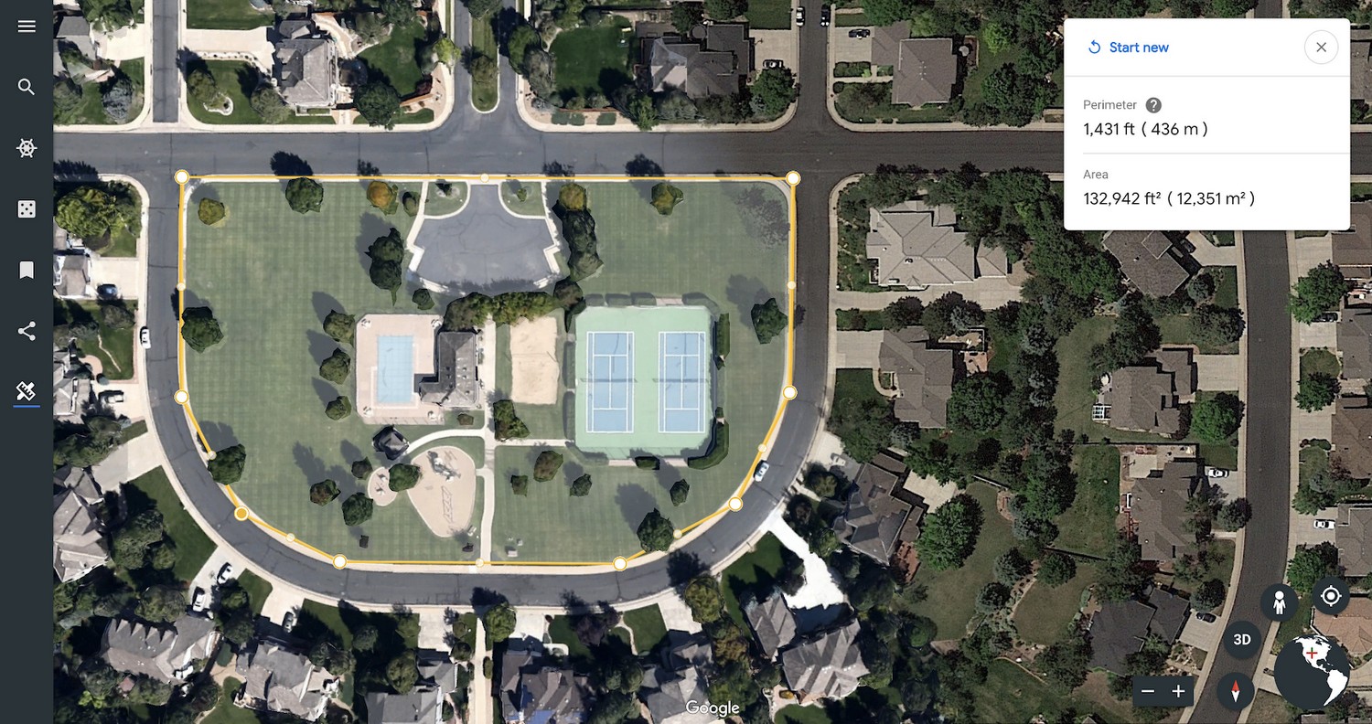Веб-версия Google Earth получила инструмент для измерения расстояния и площади любых объектов