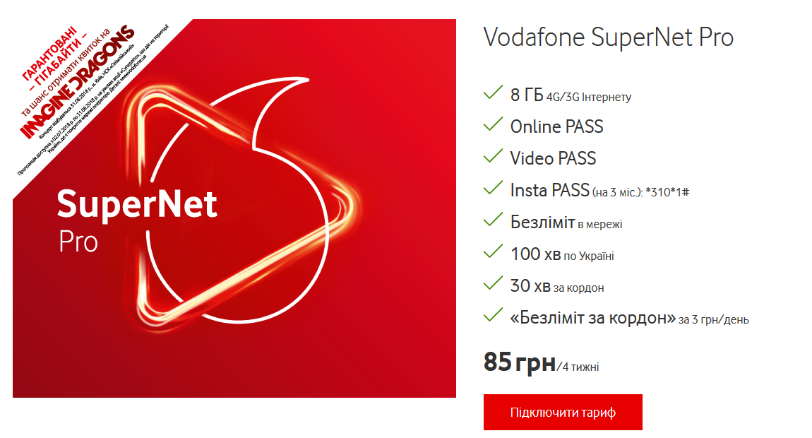 Стартовый пакет Vodafone — Тариф 