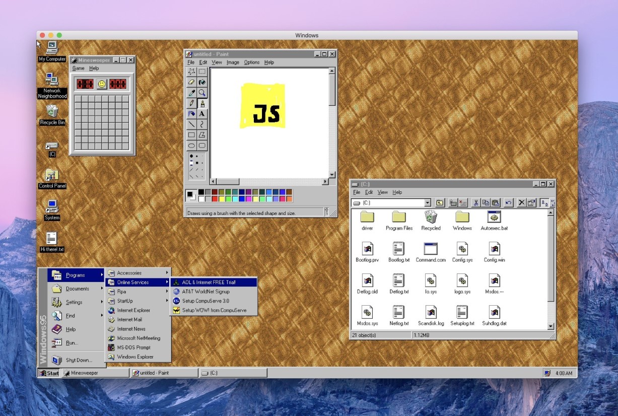 Windows 95 можно скачать в виде приложения и установить на macOS, Windows и Linux