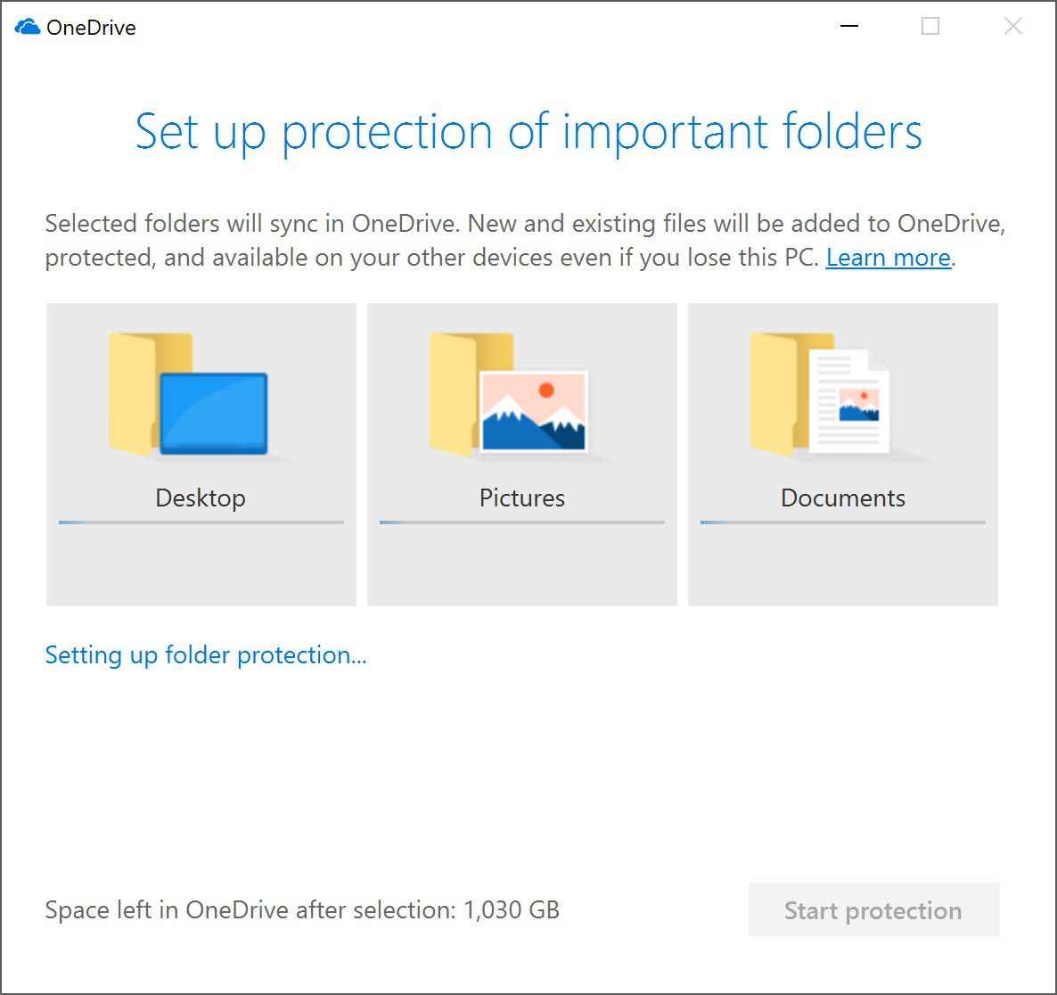 В OneDrive появилась защита содержимого папок с документами, изображениями и рабочего стола