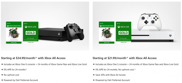 Microsoft официально запустила в США подписку Xbox All Access, по которой можно получить консоль Xbox One, а также сервисы Live Gold и Game Pass за ежемесячные платежи