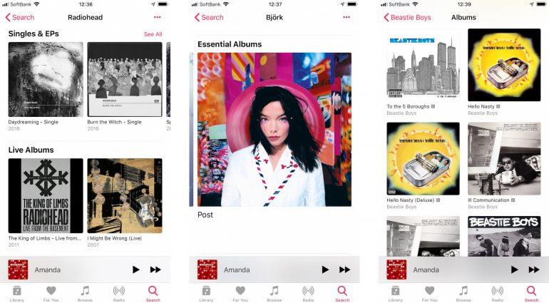 В Apple Music улучшено отображение альбомов музыкантов