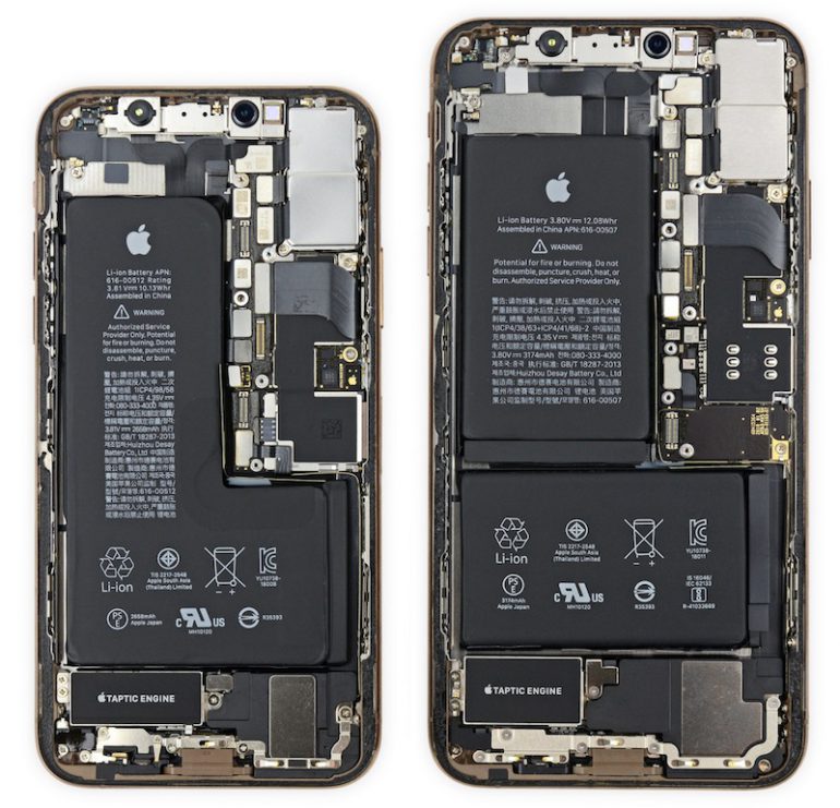 iFixit: iPhone Xs и Xs Max получили батарею с вырезом и собственный чип управления питанием
