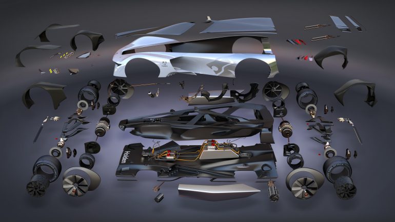 Holden Time Attack Concept Racer - виртуальный концепт электромобиля с мощностью 1 МВт и разгоном до 100 км/ч всего за 1,25 секунды
