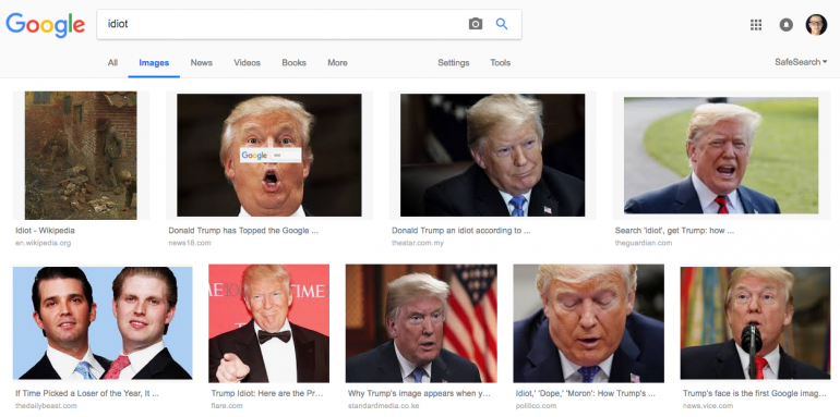 Глава Google объяснил Конгрессу, почему по запросу «идиот» поисковик выдает фото Дональда Трампа
