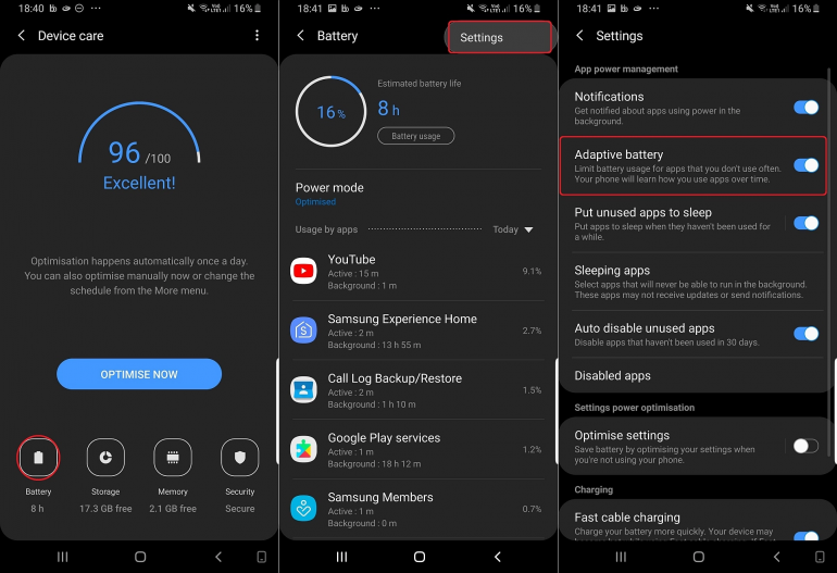 Появились первые скриншоты интерфейса Samsung One UI для Galaxy Note8, оболочка получит функцию Adaptive Battery на базе ИИ