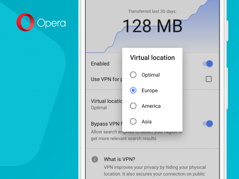 Opera вернула сервис VPN для мобильных пользователей в виде отдельной функции основного браузера (пока только на Android)