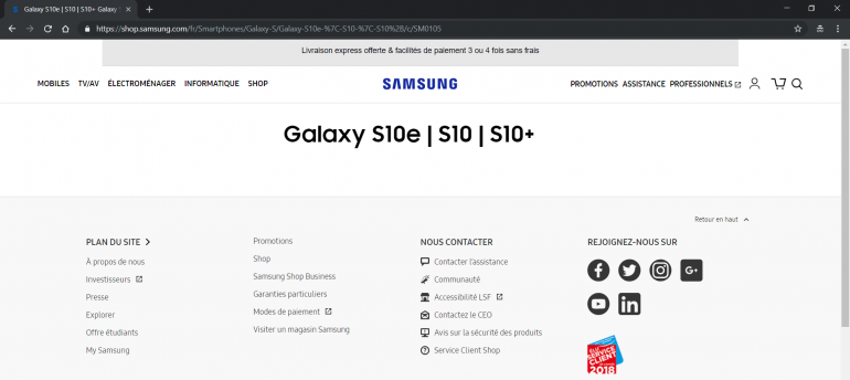 Французское отделение Samsung подтвердило имена всех моделей Galaxy S10, младшая версия будет называться Galaxy S10e