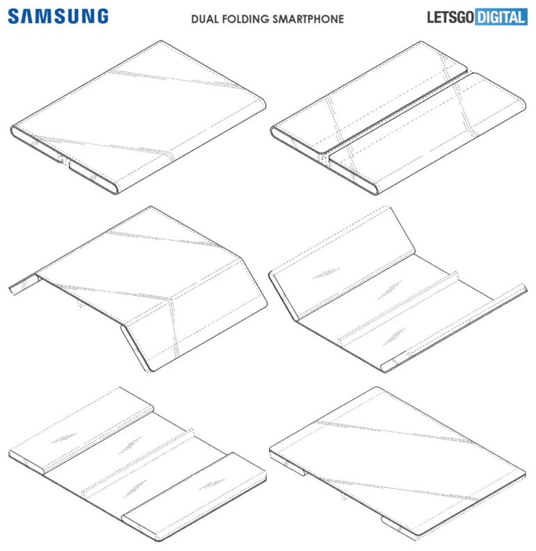Новый патент Samsung описывает дважды складывающийся смартфон, похожий на недавно показанную версию Xiaomi