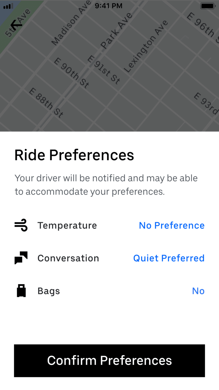 Uber запустил в США опцию "режим тишины", который заставит водителя не отвлекать пассажиров разговорами