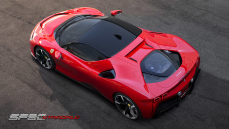 Ferrari SF90 Stradale — первый подключаемый гибрид бренда с ДВС и тремя электродвигателями суммарной мощностью 1000 л.с.