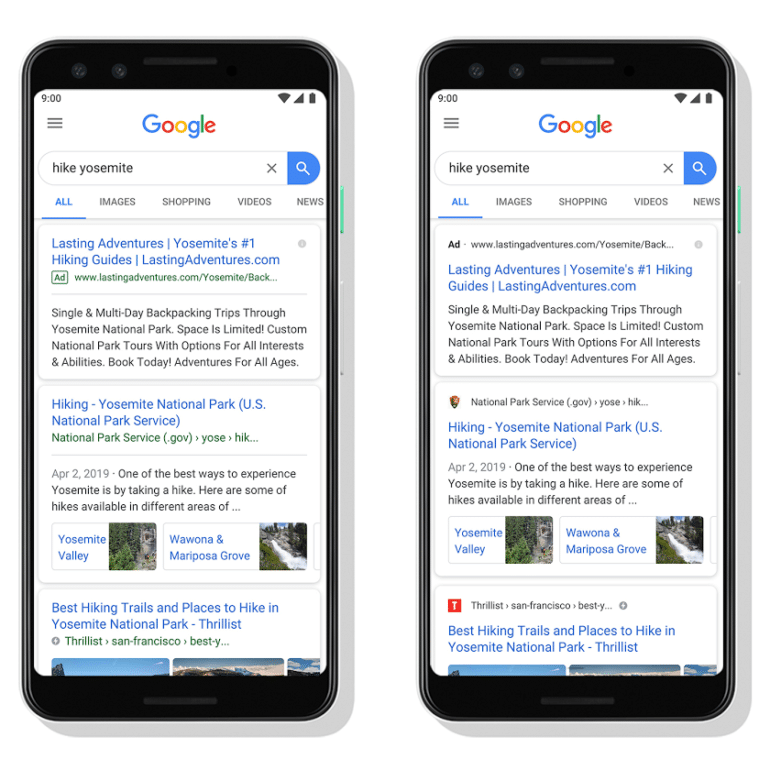 Google обновил дизайн поисковой выдачи для мобильных устройств, теперь там есть названия и логотипы сайтов