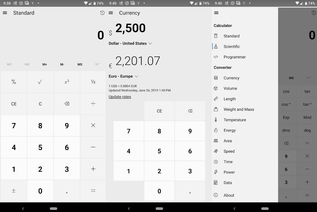 Калькулятор Windows 10 перенесли на Android, iOS и Web