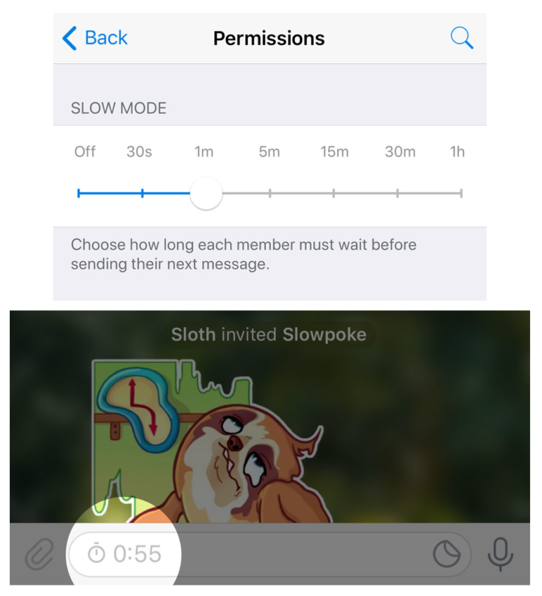 В Telegram появились беззвучные сообщения и "медленный режим", который позволяет ограничить частоту отправки сообщений в группах