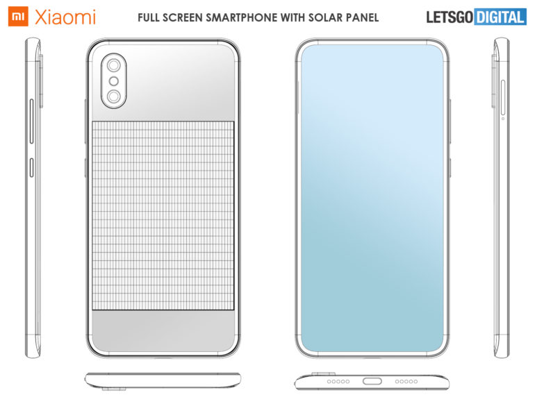 Xiaomi запатентовала безрамочный смартфон со встроенной солнечной батареей