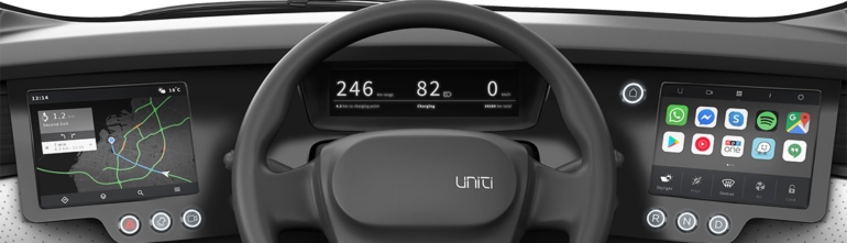 Uniti представила финальный дизайн дешевого городского электромобиля Uniti One. Базовая комплектация получила батарею, емкости которой хватит всего на 150 км пути