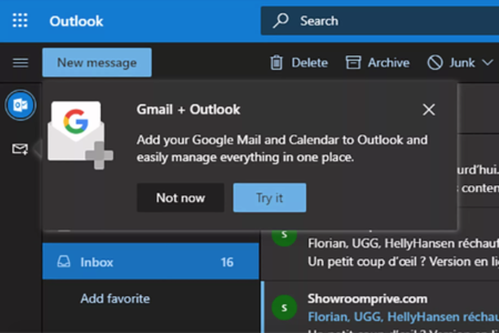 Microsoft тестирует интеграцию сервисов Google Gmail, Drive и Calendar в веб-версию Outlook