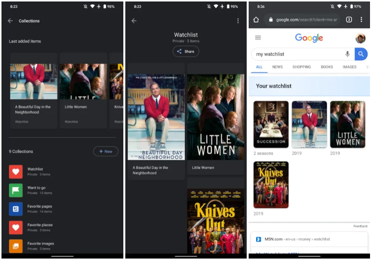 Поиск Google теперь позволяет добавлять фильмы и сериалы в коллекцию для дальнейшего просмотра