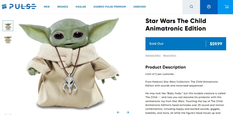 Hasbro представила куклу-аниматроник Baby Yoda всего за $60, которая умеет двигаться, говорить и "использовать Силу" [видео]