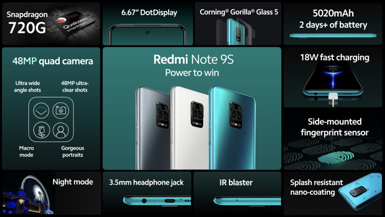 Смартфон Redmi Note 9S представлен официально — это глобальная версия Redmi Note 9 Pro