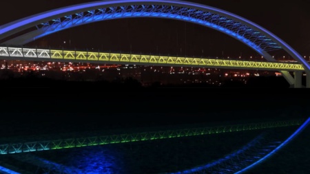 Украинская компания Complex-V предложила проект динамической цветной LED-подсветки для Подольско-Воскресенского моста [видео]