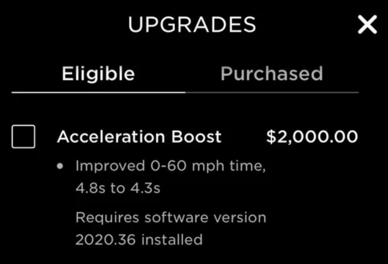 Tesla предложила обновлением прошивки ускорить Model Y Dual Motor AWD на 0,5 сек. — за доплату в $2 тыс.