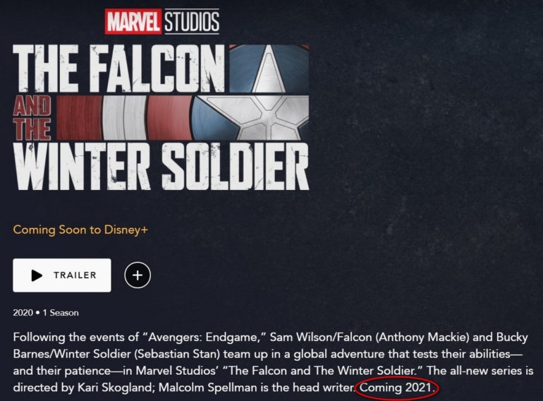Disney+ перенес премьеру сериала The Falcon and the Winter Soldier / «Сокол и Зимний солдат» на 2021 год