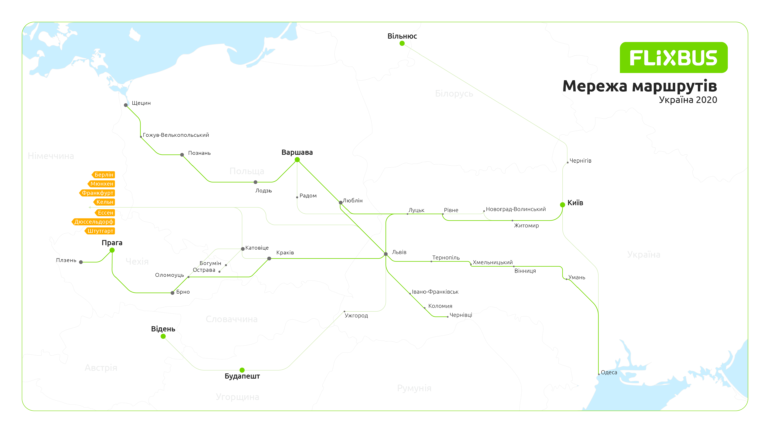 Автобусный лоукостер FlixBus запустил три новые линии из Украины в Польшу и Чехию