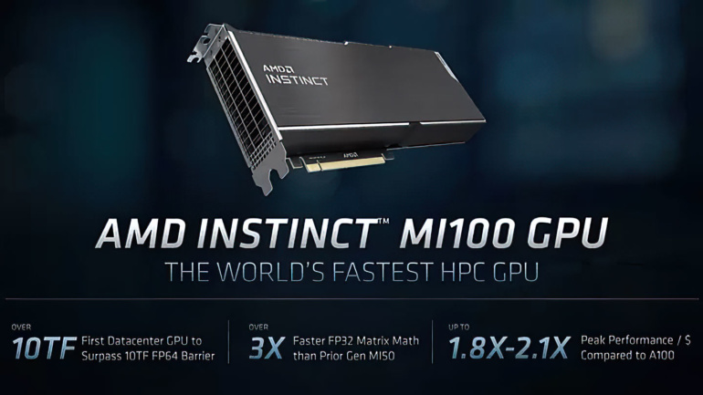 AMD анонсировала HPC ускоритель Instinct MI100, он включает 120 вычислительных блоков и 32 ГБ памяти HBM2
