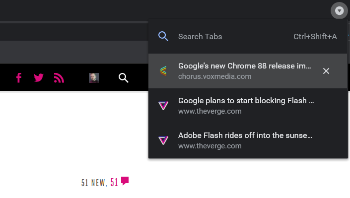 В Chrome 88 улучшен тёмный режим, а также удалена поддержка FTP и Adobe Flash