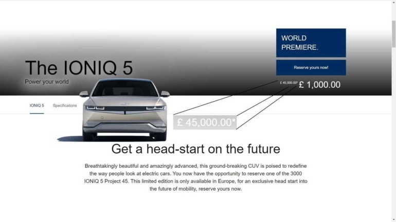 Стоимость электромобиля Hyundai Ioniq 5 в Великобритании будет доходить до $68 тыс. (первые живые фотографии новинки)