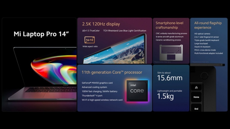 Xiaomi анонсировала ноутбуки Mi Laptop Pro с 15-дюймовым E4 OLED и 14-дюймовым LCD (120 Гц) дисплеями