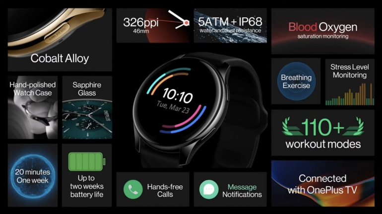 OnePlus представила свои первые умные часы OnePlus Watch с двухнедельной автономностью и ценником $159
