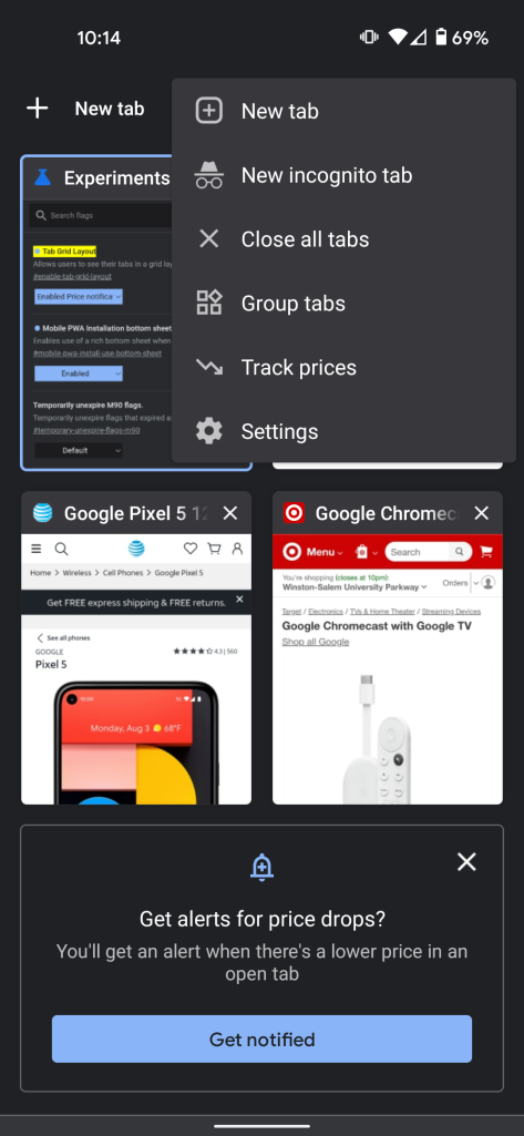 В Chrome для Android появилась функция отслеживания цен на товары