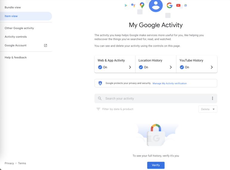 Теперь пользователи могут с помощью пароля ограничивать доступ к истории своей активности в Google