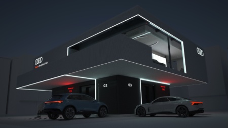 Audi разработала скоростную зарядную станцию мощностью 300 кВт на основе б/у батарей электромобилей суммарной емкостью 2,45 МВтч