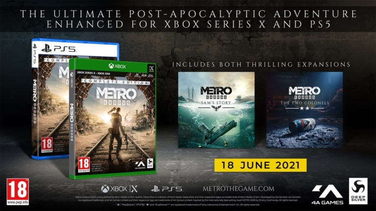 Полное издание «Метро: Исход» выйдет на PlayStation 5 и Xbox Series X|S 18 июня 2021 года, а версия Enhanced Edition для PC уже в продаже
