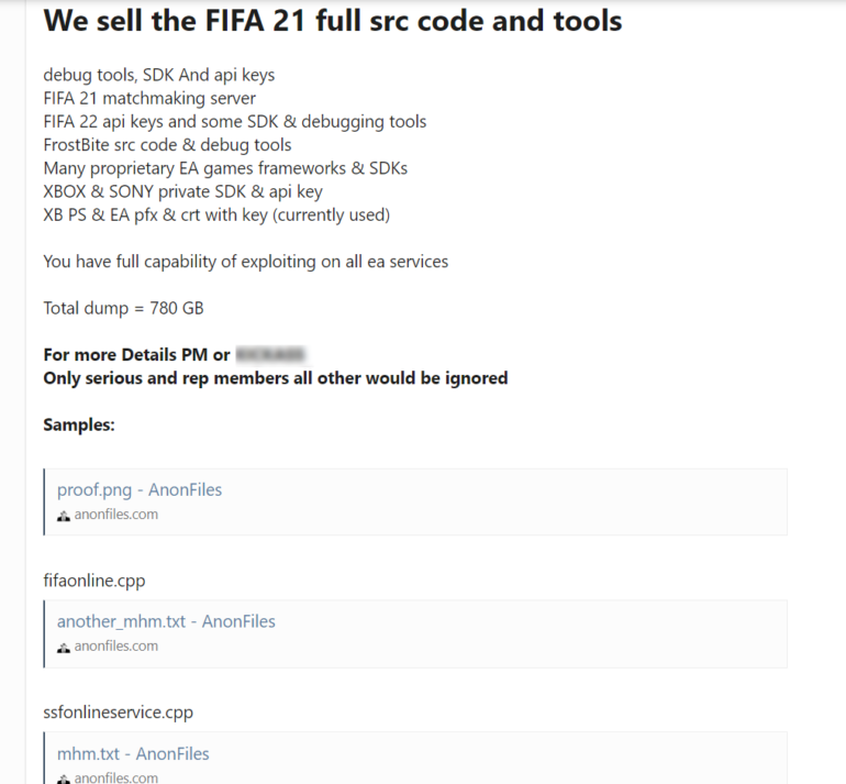 Хакеры украли у Electronic Arts исходный код FIFA 21, движок Frostbite и инструменты разработки