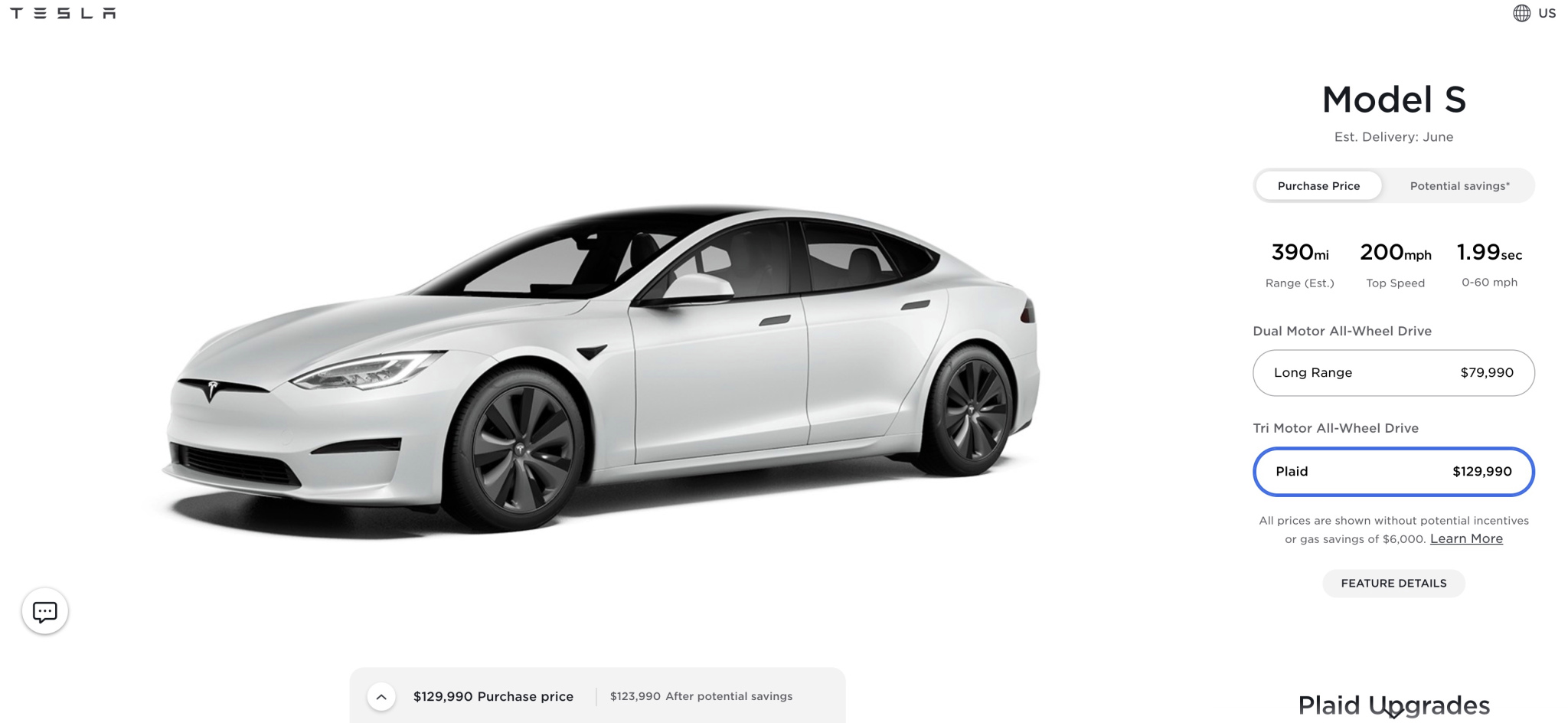 Tesla повысила цену на Model S Plaid перед самым началом поставок — она стала дороже на 10 тысяч долларов