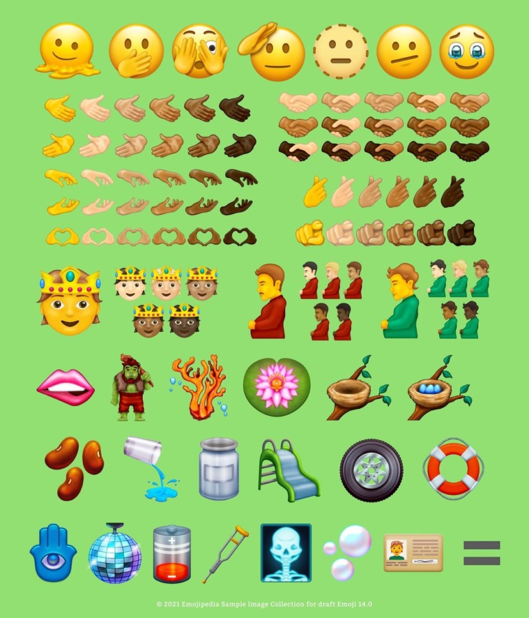 Emojipedia показала эмодзи, которые могут появиться в наборе Emoji 14.0, а Adobe рассказала о самых популярных эмодзи 2021 года