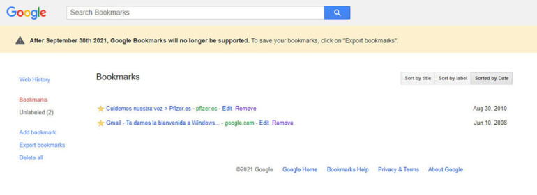 -1: Google закрывает отдельный сервис хранения закладок Google Bookmarks