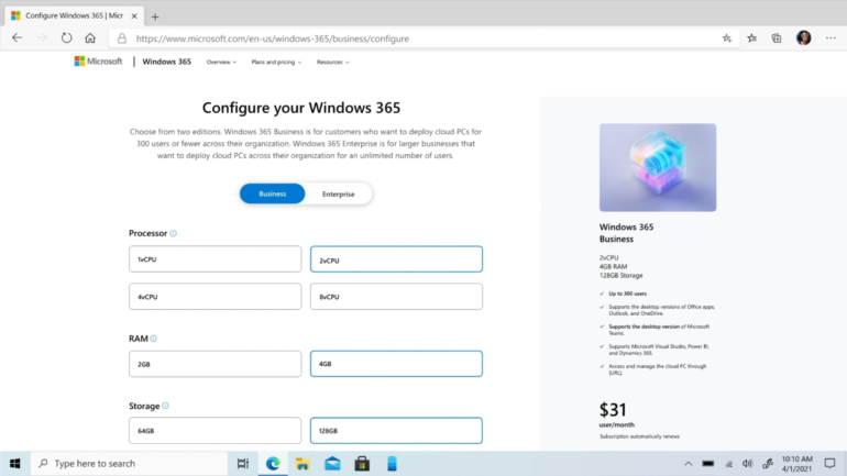 Microsoft раскрыла первые данные о цене виртуального ПК в рамках облачного сервиса Windows 365
