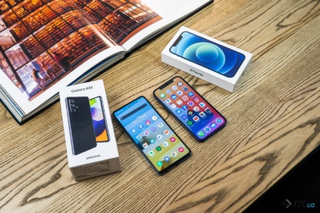 Galaxy A52 против iPhone 12