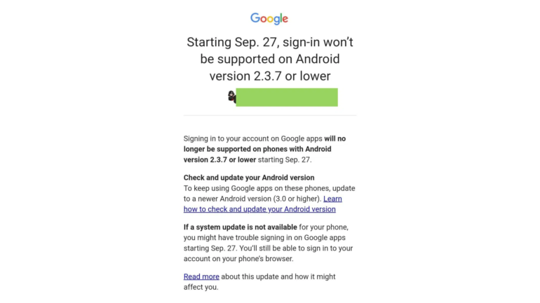 С 27 сентября смартфоны с Android Gingerbread лишатся поддержки сервисов Google