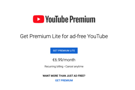 YouTube запустил экспериментальную подписку Premium Lite за 6,99 евро в месяц — с отключенной рекламой, но без офлайн-режима и других премиум-функций