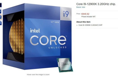 Amazon раскрыл европейские цены линейки настольных процессоров Intel Core i9 12-го поколения
